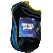 Wholesale - 6pk JUSTICE LEAGUE HONOR NS SOCKS SIZE 4-6, UPC: 193159193454